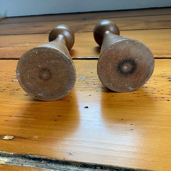 Pair of Vintage Danish Modern style teak candlestick holders - Picture 4 of 6